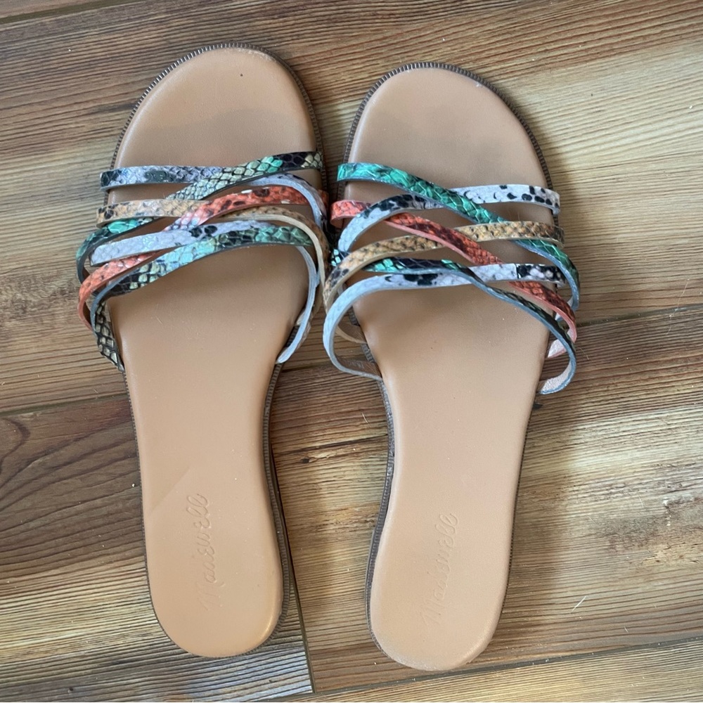 MADEWELL Snake Embossed Leather Tracie Crisscross Sandals Size 7